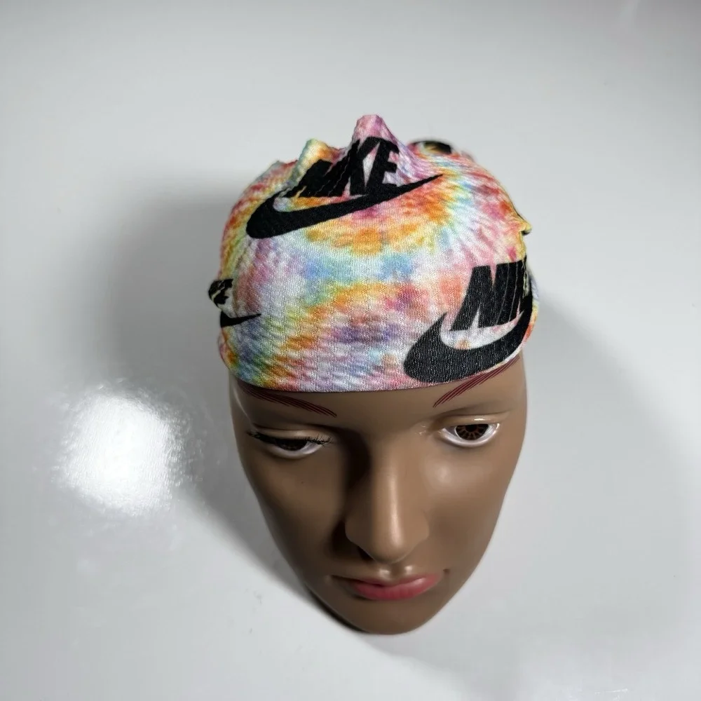 Nike Dri-FIT Tie-Dye Headband Bandana Multi-Color Black Swoosh Logo One Size